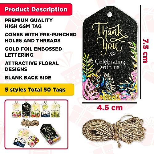 Rousrie Thank You for Celebrating with Us Gift Tags with String for Birthday Gifts, Small Business, Anniversary, Return Gift Tags, Pack of 100 - Image 5