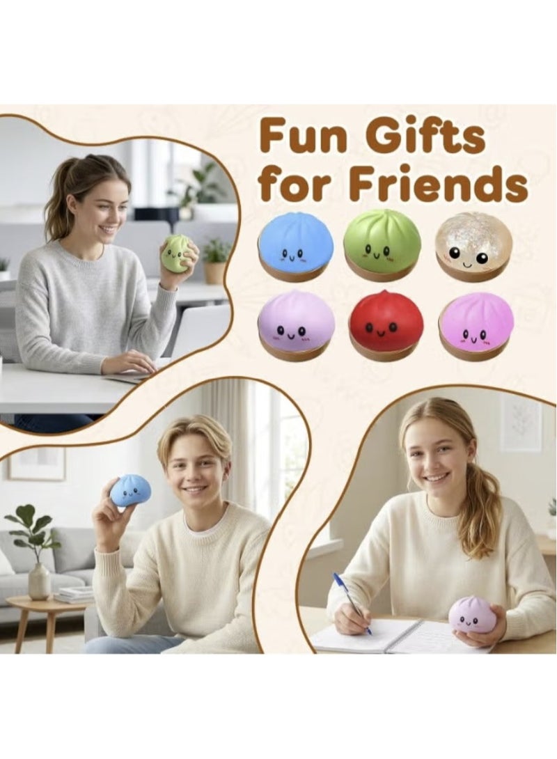 squishy Dumpling Squishy Toy Cute Steamed Bun Squishy Toy – Slow Rising Stress Relief Squeeze Toy with Storage Basket – Soft Sensory Fidget Toy for Kids & Adults - Image 2