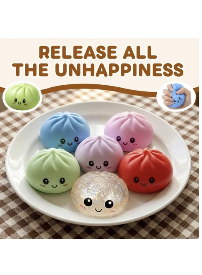 squishy Dumpling Squishy Toy Cute Steamed Bun Squishy Toy – Slow Rising Stress Relief Squeeze Toy with Storage Basket – Soft Sensory Fidget Toy for Kids & Adults - Image 4