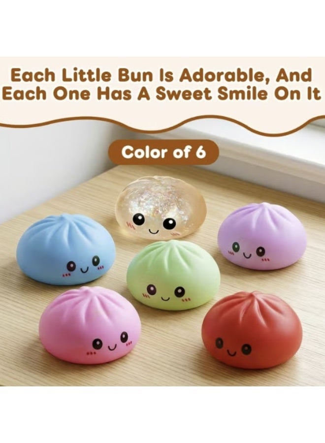 squishy Dumpling Squishy Toy Cute Steamed Bun Squishy Toy – Slow Rising Stress Relief Squeeze Toy with Storage Basket – Soft Sensory Fidget Toy for Kids & Adults - Image 3