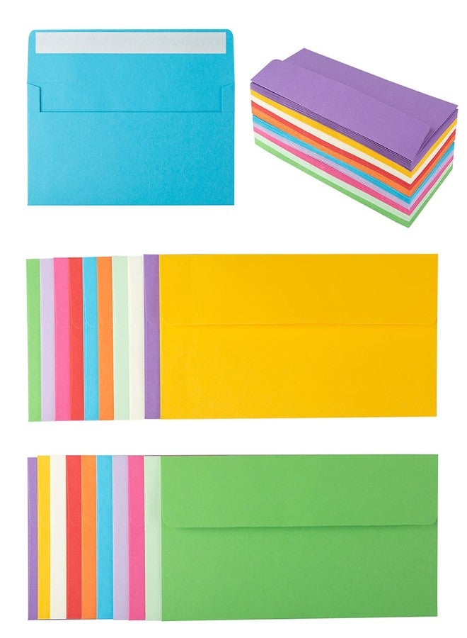 Wishop 50 Pack Colorful #10 Business Envelopes Self Seal Standard Envelopes for Office Checks, Business, Letter Mailing Invoices, 4.13 x 9.49 Inches - Image 1