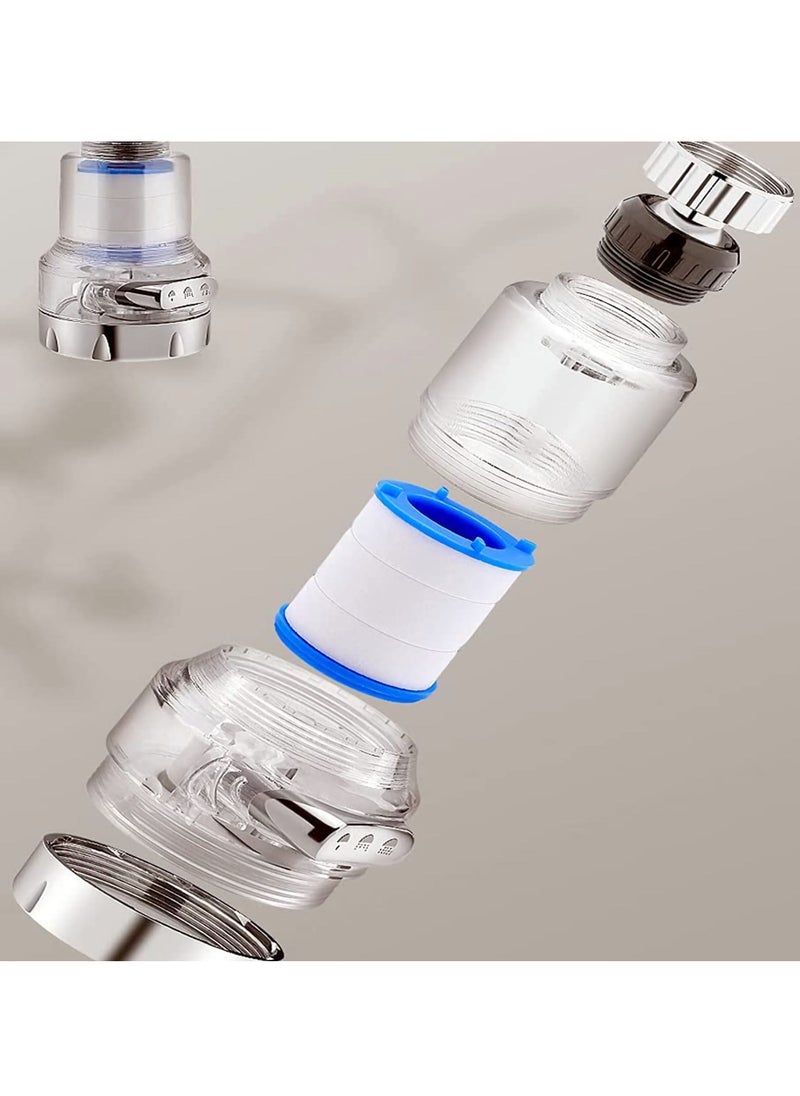 KASTWAVE - Kitchen Filter Faucet Sprayer, 360° Rotation 3 Modes Adjustable Kitchen Splash-proof Water Faucet, Faucet Booster Transparent Replaceable Filter Cartridges 2pcs - Image 1