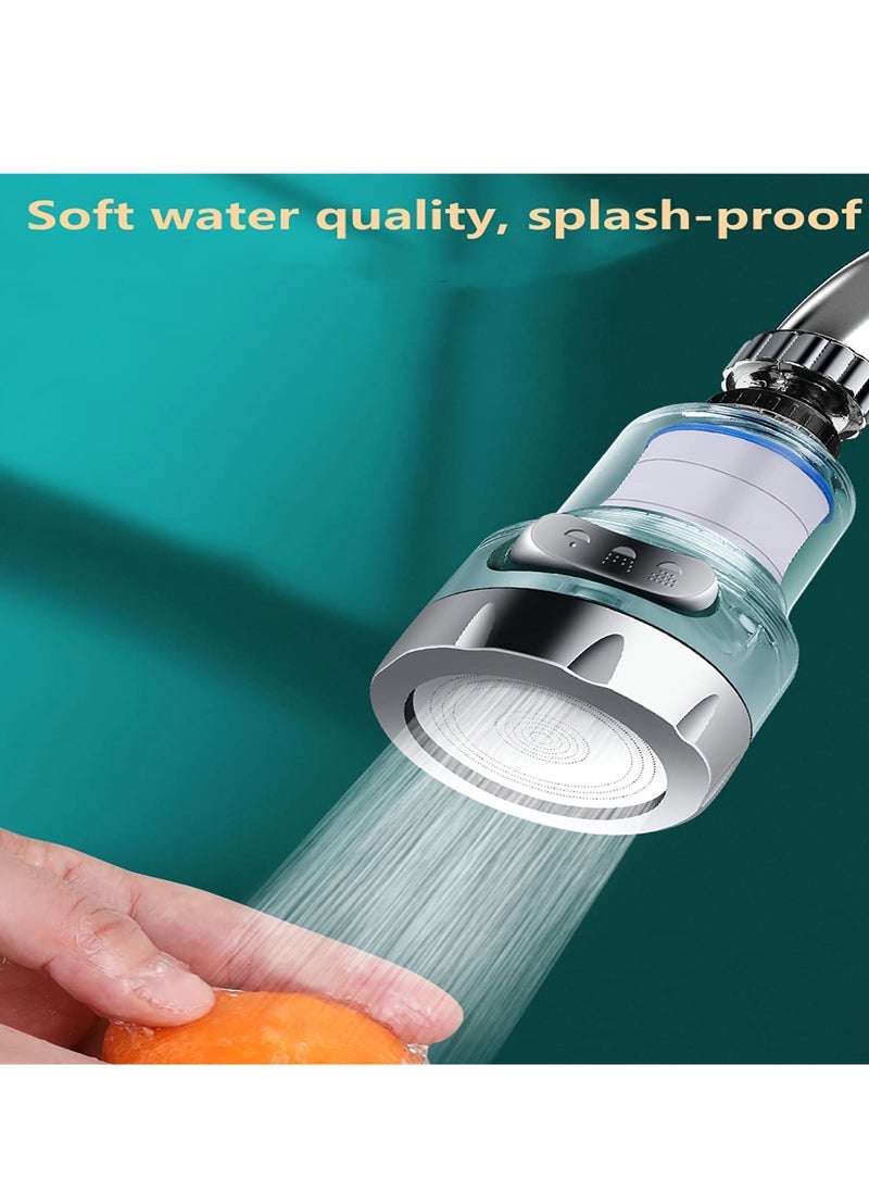 KASTWAVE - Kitchen Filter Faucet Sprayer, 360° Rotation 3 Modes Adjustable Kitchen Splash-proof Water Faucet, Faucet Booster Transparent Replaceable Filter Cartridges 2pcs - Image 1