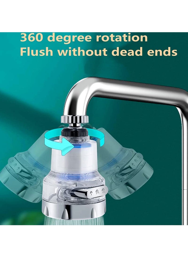 KASTWAVE - Kitchen Filter Faucet Sprayer, 360° Rotation 3 Modes Adjustable Kitchen Splash-proof Water Faucet, Faucet Booster Transparent Replaceable Filter Cartridges 2pcs - Image 1