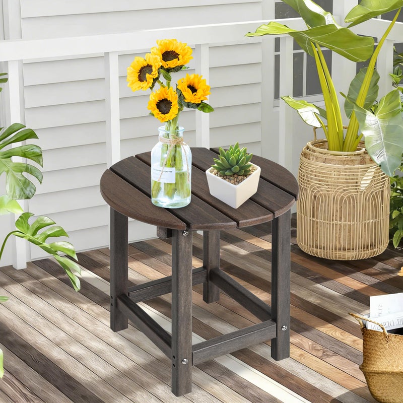 LZRS Round Adirondack Patio Side Table End Table, Outdoor Side Tables for Patio, Backyard,Pool, Indoor Companion, Easy Maintenance & Weather Resistant(Brown Mixture) - Image 5
