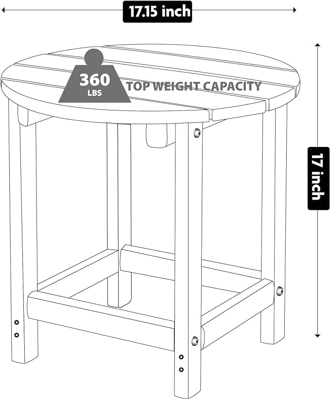 LZRS Round Adirondack Patio Side Table End Table, Outdoor Side Tables for Patio, Backyard,Pool, Indoor Companion, Easy Maintenance & Weather Resistant(Brown Mixture) - Image 2