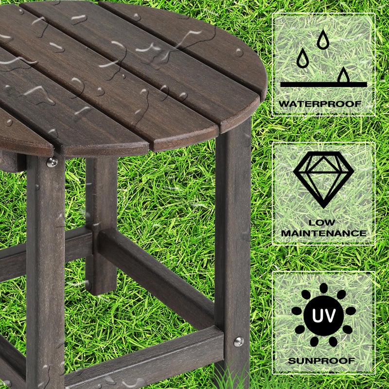 LZRS Round Adirondack Patio Side Table End Table, Outdoor Side Tables for Patio, Backyard,Pool, Indoor Companion, Easy Maintenance & Weather Resistant(Brown Mixture) - Image 3