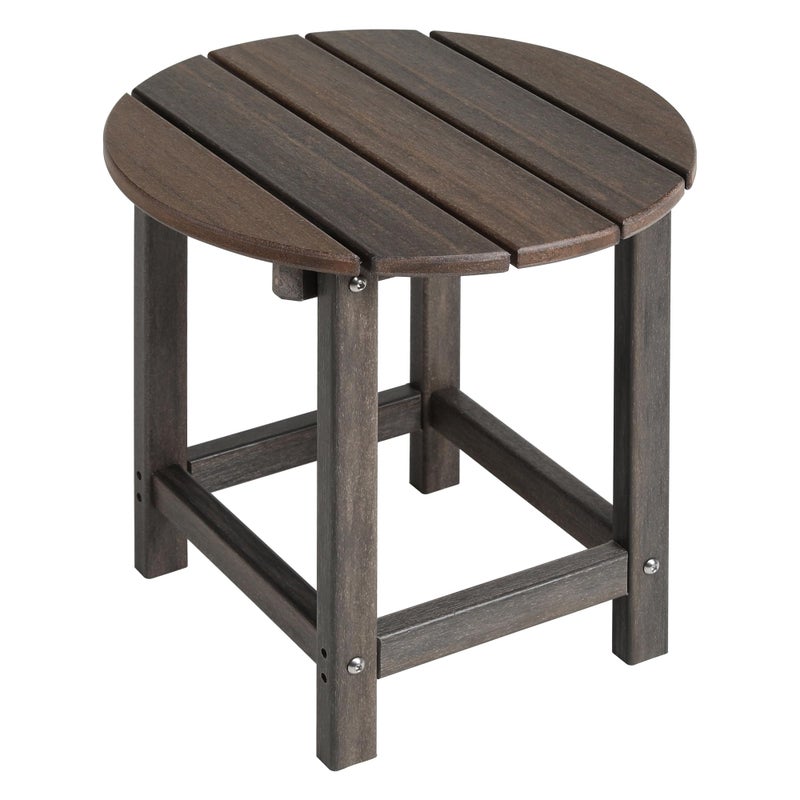 LZRS Round Adirondack Patio Side Table End Table, Outdoor Side Tables for Patio, Backyard,Pool, Indoor Companion, Easy Maintenance & Weather Resistant(Brown Mixture) - Image 1