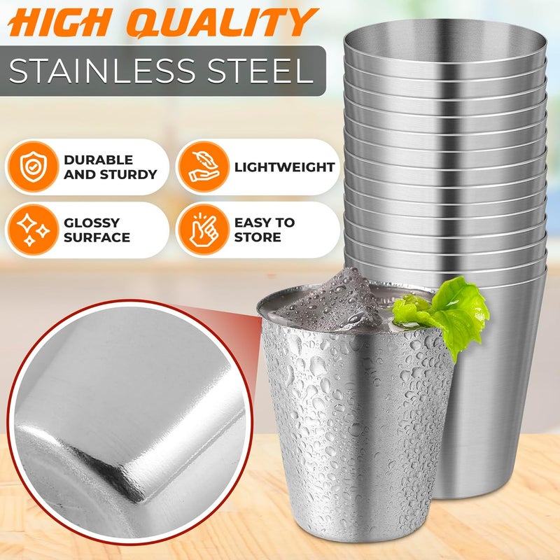 VIKROM 15 Pcs Stainless Steel Shot Glasses - 30ml (1oz) Tiny Metal Shot Glasses, Lightweight and Easy to Store & Clean, Durable Metal Shots for Parties, Hiking, Travels & Great Valentine Day Gift For Picnics - Image 3