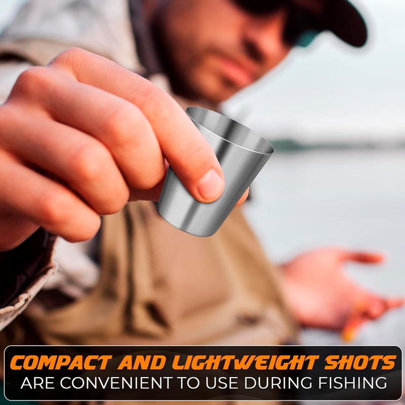 VIKROM 15 Pcs Stainless Steel Shot Glasses - 30ml (1oz) Tiny Metal Shot Glasses, Lightweight and Easy to Store & Clean, Durable Metal Shots for Parties, Hiking, Travels & Great Valentine Day Gift For Picnics - Image 4
