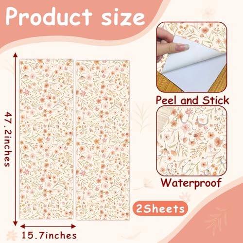 Kazova Boho Floral Wallpaper 2 Sheets Small Flower Watercolor Peel and Stick Removable Wildflower Wall Paper for Girls Bedroom College Dorm Makeover Cozy Decor - Image 3