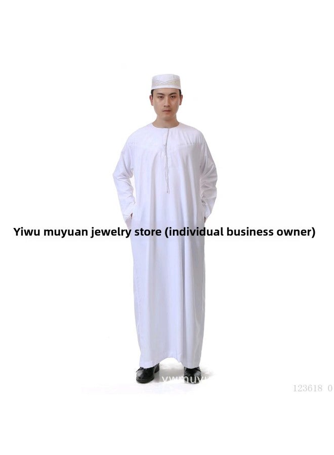 عباية - ثوب عربي رجالي - أبيض، مقاس 60 - ملابس تقليدية، ملابس إسلامية، لباس إسلامي، عباية دبي، قفطان، جبة - Image 2