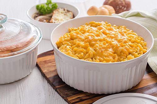 Corningware طقم أواني الخبز السيراميكية كورنينغ وير الفرنسية البيضاء 12 قطعة مع أغطية مقاومة للكسر والتشقق - Image 3