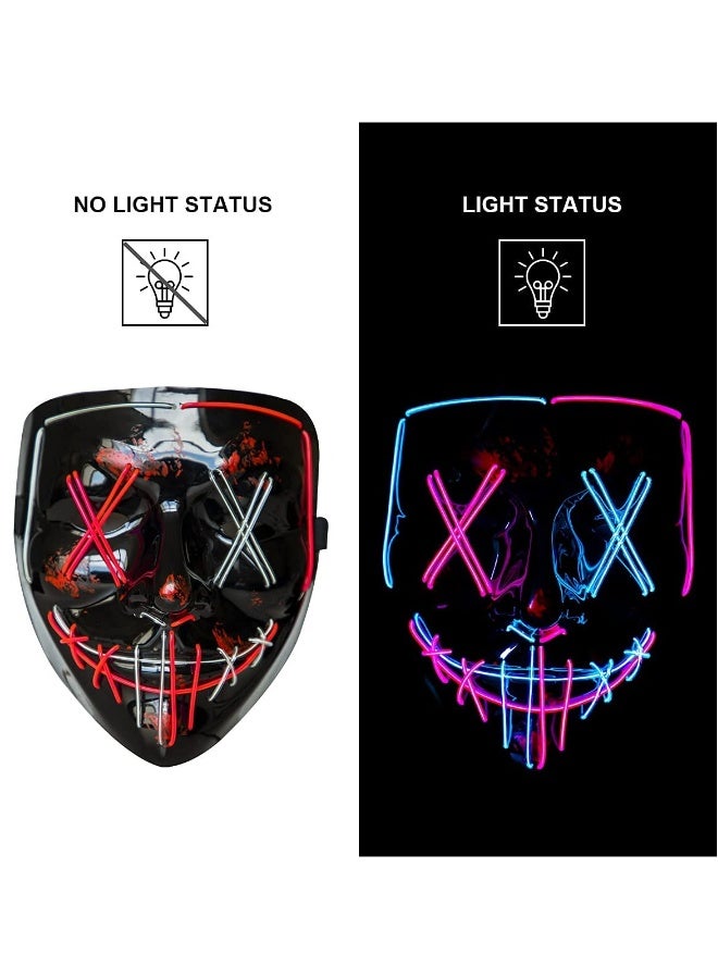 Party LED Masks, SYOSI Mask, Scary Mask, LED Lighted Face Transforming Mask, Mask Neon Horror Fun Costume Child Adult Fancy Dress for Carnivals, Masquerades and Cosplay Costume Parties  - Image 4