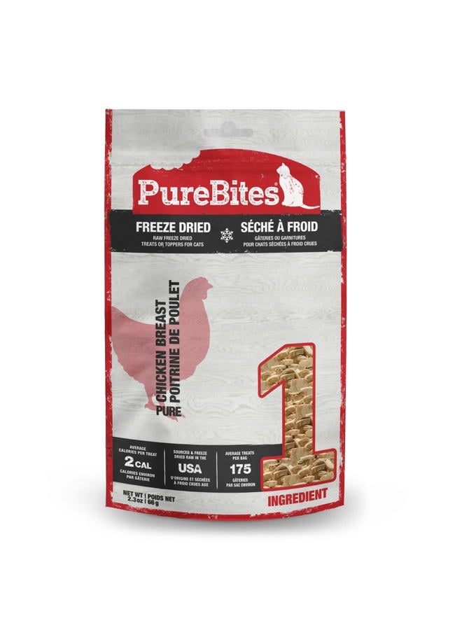 PUREBITES علاجات القطط المجففة بالتجميد من الدجاج، 1 مكون، مصنوعة في الولايات المتحدة، 2.3 أونصة - Image 1