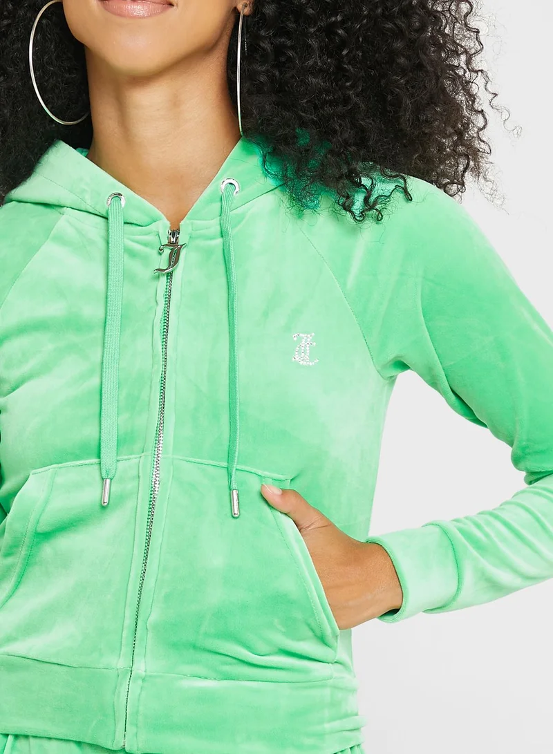 Juicy Couture Logo Zip Through Hoodie