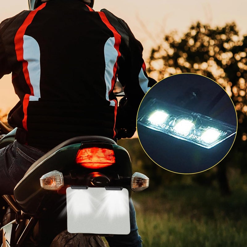 SMCEHEYA ضوء لوحة أرقام الدراجات النارية العالمي LED 2 قطعة | 12 فولت | ضوء لوحة الترخيص | ضوء خلفي للدراجة النارية مع 3 مصابيح LED فائقة السطوع | مقاوم للماء | لجميع موديلات الدراجات النارية والدراجات الرباعية (أبيض) - Image 5