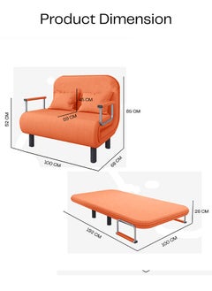 HOCC Convertible 2 seater Sofa bed Orange  - Image 5