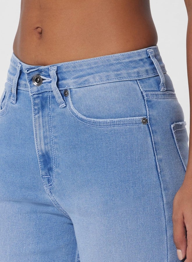 Pepe Jeans Women's High Rise Wide Leg Fit Jeans Light Used, 26, Blue - Image 4