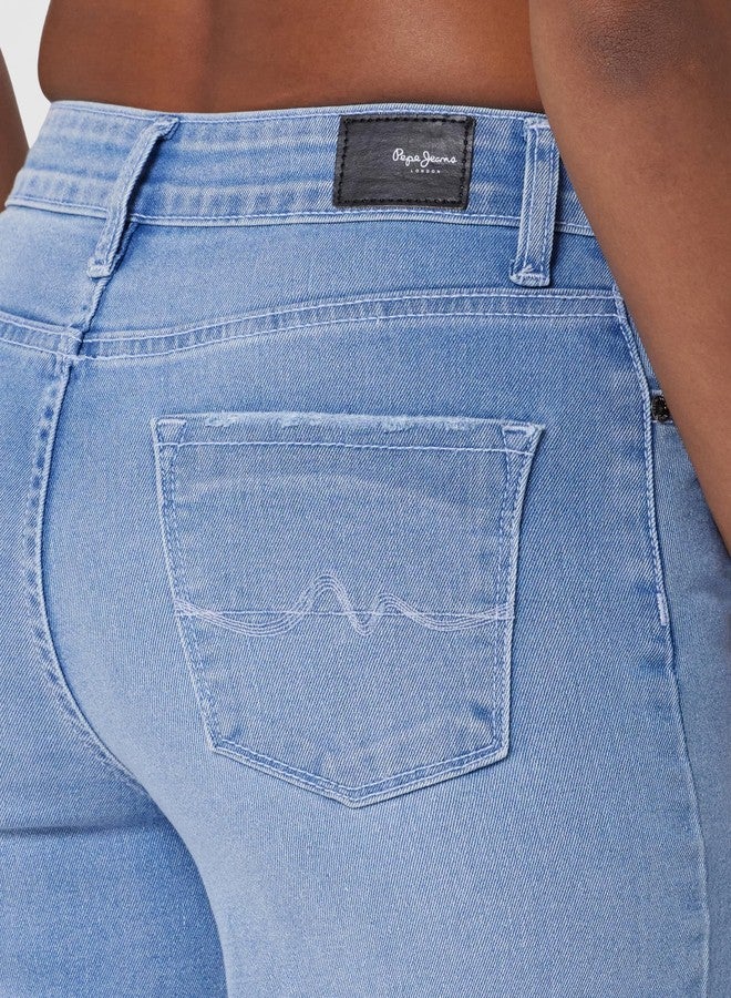 Pepe Jeans Women's High Rise Wide Leg Fit Jeans Light Used, 26, Blue - Image 5