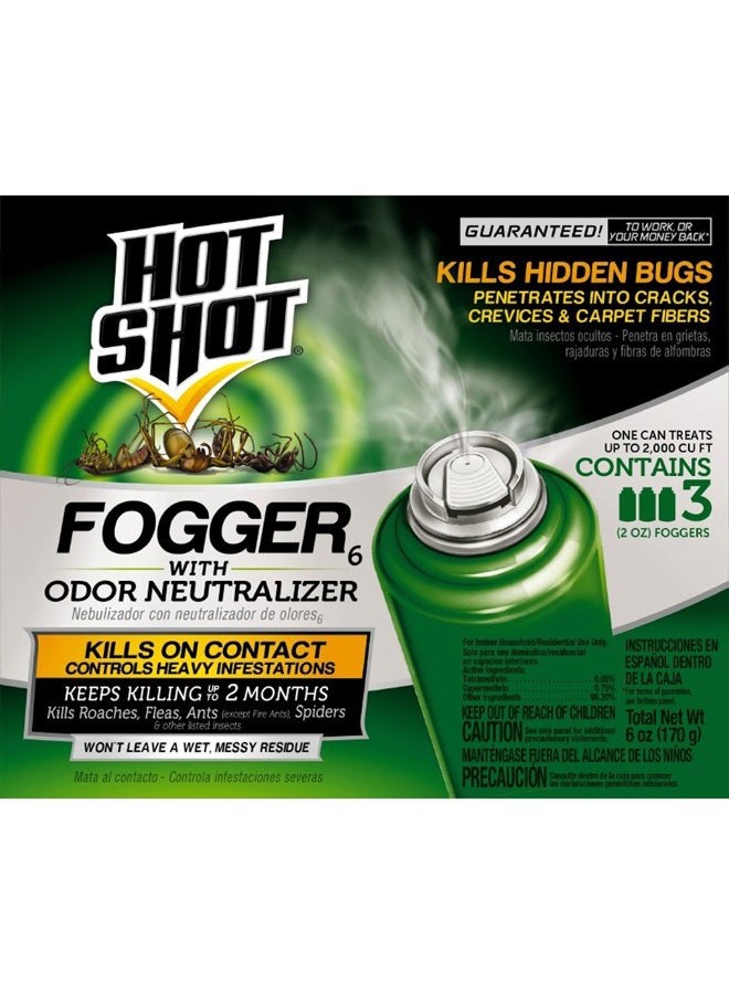 Hot Shot Indoor Fogger With Odor Neutralizer, 2-Ounce, 3 count - Image 1