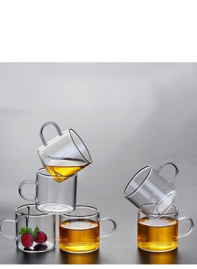 6-Piece Heat Resistant Glass Tea Cups Set Clear 100ML - Image 4