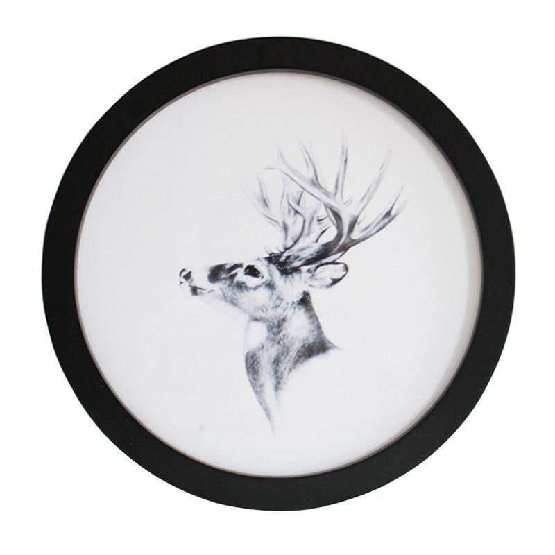 Levoberg Round Photo Frame Wooden Wall Mounted Stylish Picture Frame Home Decor Black 10 inch - Image 1