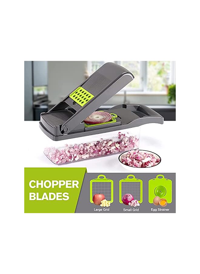 Womdee Vegetable Chopper Slicer Dicer - 12 -in -1 Onion Chopper Fruits Cutter Mandoline Slicer Food Chopper/Cutter with 7 Stainless Steel Blades, Adjustable Slicer & Dicer with Storage Container - Image 3