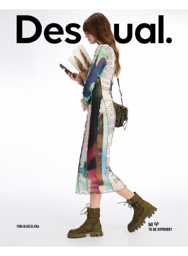 DESIGUAL [Blogger'S Pick] 25Ss New Abstract Collage Print Stretch Slim-Fit High-Neck Dress - Image 1
