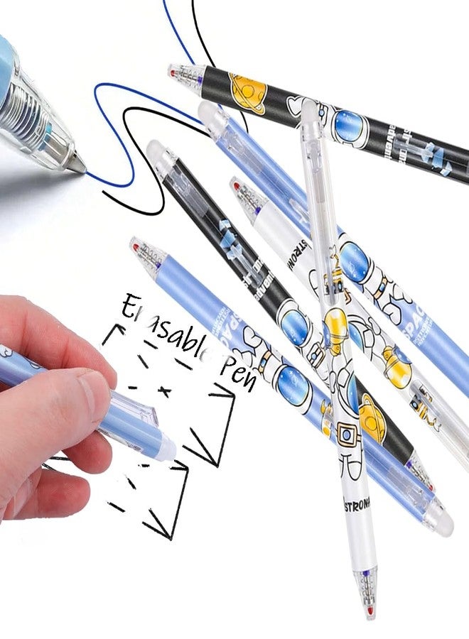 BRAINLE Retractable Erasable Gel Pens Clicker Fine Point 0.5 mm, No Need for White Out, Blue Ink for Completing Sudoku and Crossword Puzzles, 6-pack (2ND PATTERN, BLUE) - Image 1