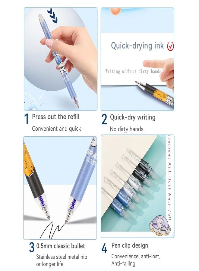 BRAINLE Retractable Erasable Gel Pens Clicker Fine Point 0.5 mm, No Need for White Out, Blue Ink for Completing Sudoku and Crossword Puzzles, 6-pack (2ND PATTERN, BLUE) - Image 5