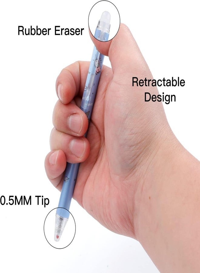 BRAINLE Retractable Erasable Gel Pens Clicker Fine Point 0.5 mm, No Need for White Out, Blue Ink for Completing Sudoku and Crossword Puzzles, 6-pack (2ND PATTERN, BLUE) - Image 4