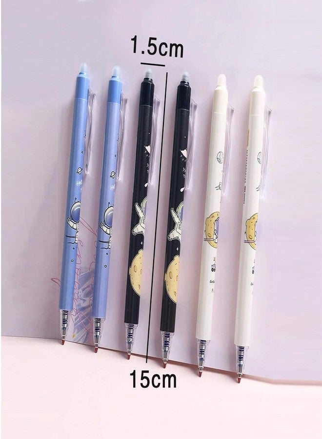 BRAINLE Retractable Erasable Gel Pens Clicker Fine Point 0.5 mm, No Need for White Out, Blue Ink for Completing Sudoku and Crossword Puzzles, 6-pack (2ND PATTERN, BLUE) - Image 2