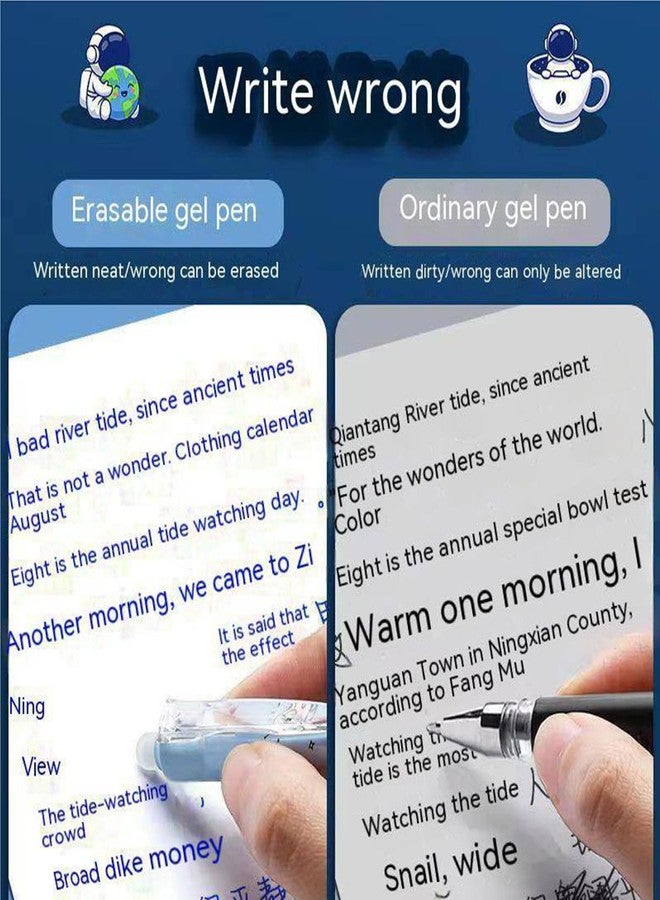 BRAINLE Retractable Erasable Gel Pens Clicker Fine Point 0.5 mm, No Need for White Out, Blue Ink for Completing Sudoku and Crossword Puzzles, 6-pack (2ND PATTERN, BLUE) - Image 3