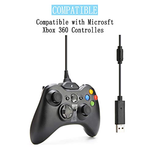 Reiso 2 Pack USB Charging Cable Wireless Charger for Xbox 360 Wireless Controller (Black) - Image 3