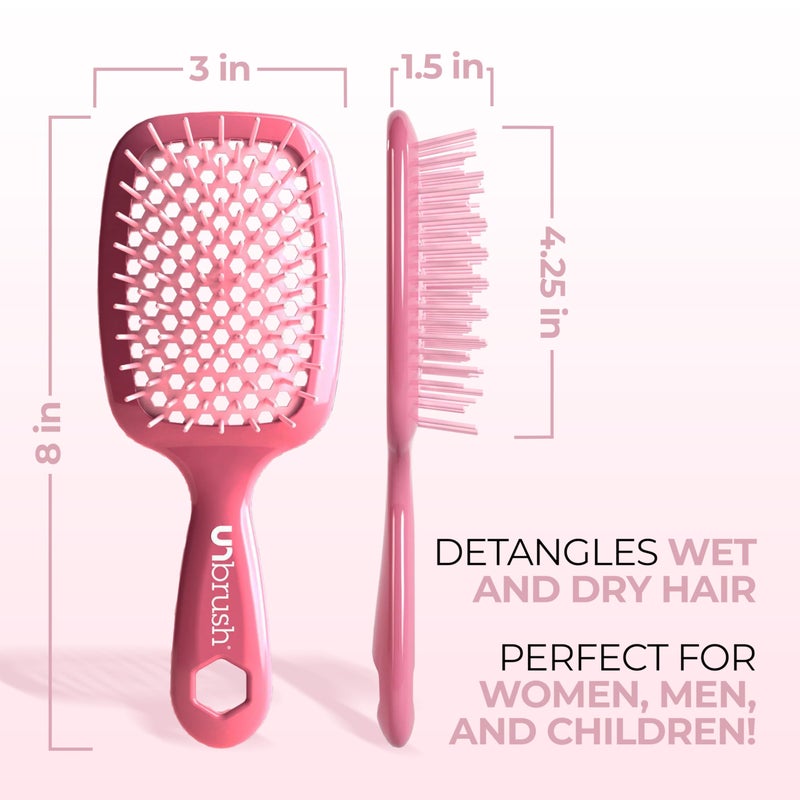 UNbrush FHI Heat UNbrush Detangling Brush for Pain-Free Brushing on All Wet or Dry Hair Types â€” Durable DuoFlex Anti-Static Bristles, Lightweight Handle, Vented Hair Brush, Rose Dark Pink - Image 4