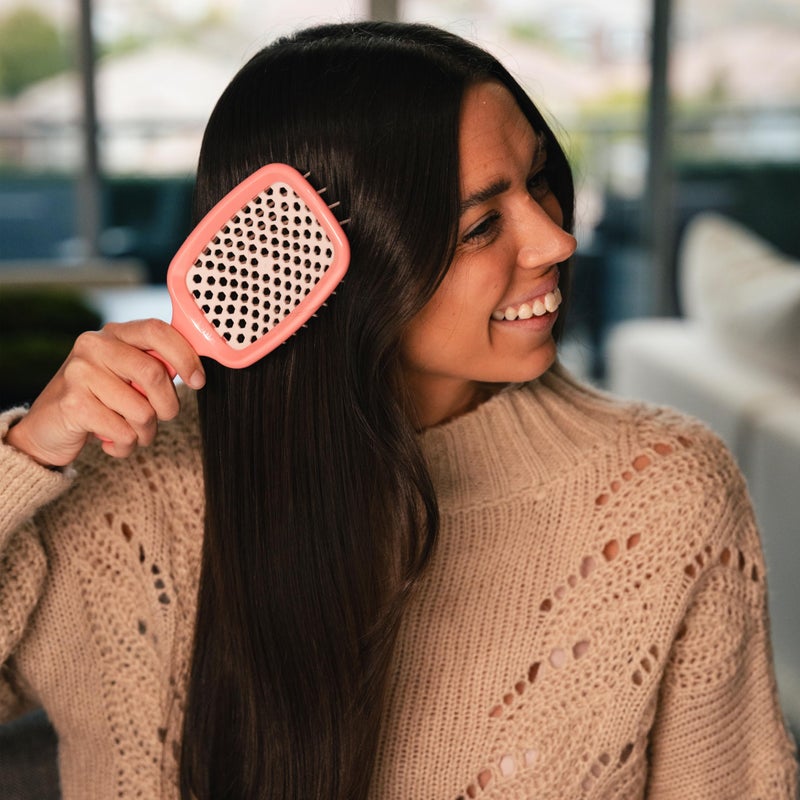 UNbrush FHI Heat UNbrush Detangling Brush for Pain-Free Brushing on All Wet or Dry Hair Types â€” Durable DuoFlex Anti-Static Bristles, Lightweight Handle, Vented Hair Brush, Rose Dark Pink - Image 3