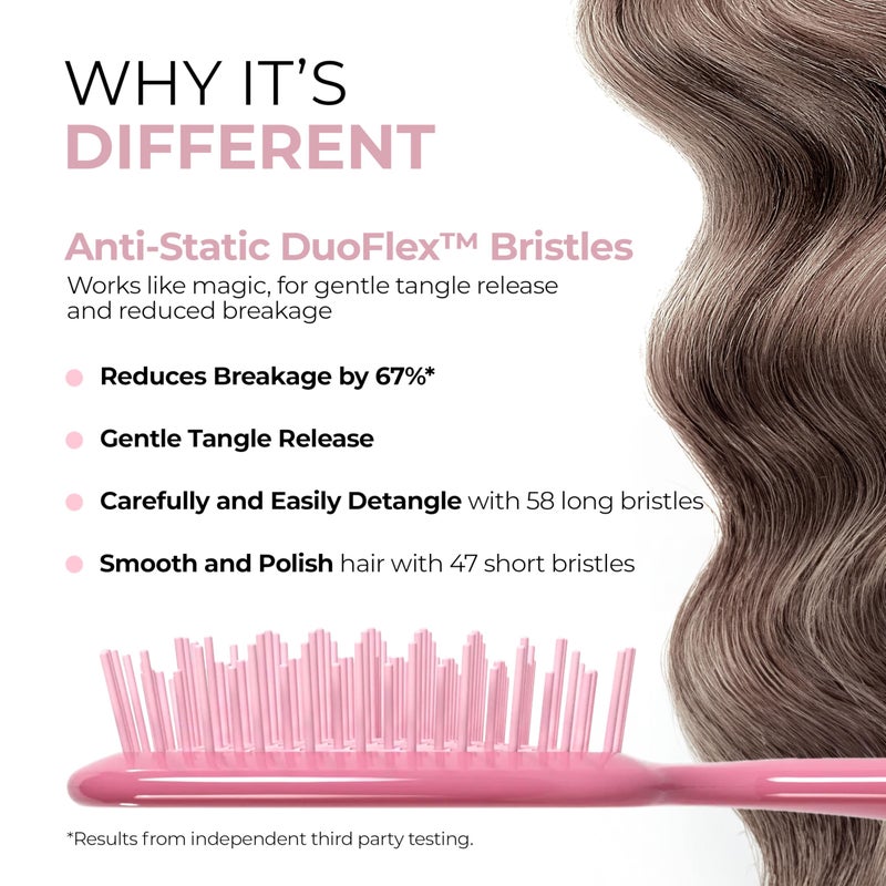 UNbrush FHI Heat UNbrush Detangling Brush for Pain-Free Brushing on All Wet or Dry Hair Types â€” Durable DuoFlex Anti-Static Bristles, Lightweight Handle, Vented Hair Brush, Rose Dark Pink - Image 2