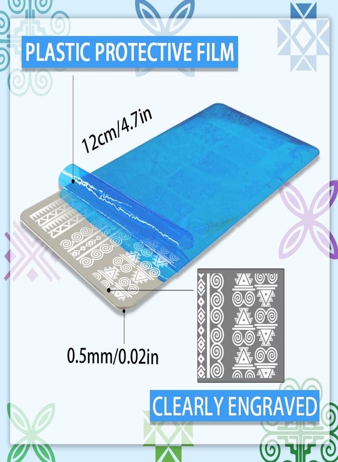 PH PandaHall 3pcs Geometric Nail Stamping Plates, Mosaic Nail Art Templates Exotic Frmae Nail Art Stencils Stripe Grid Stainless Steel Nail Image Plates for Women Nail Design Print Manicure Salon - Image 2