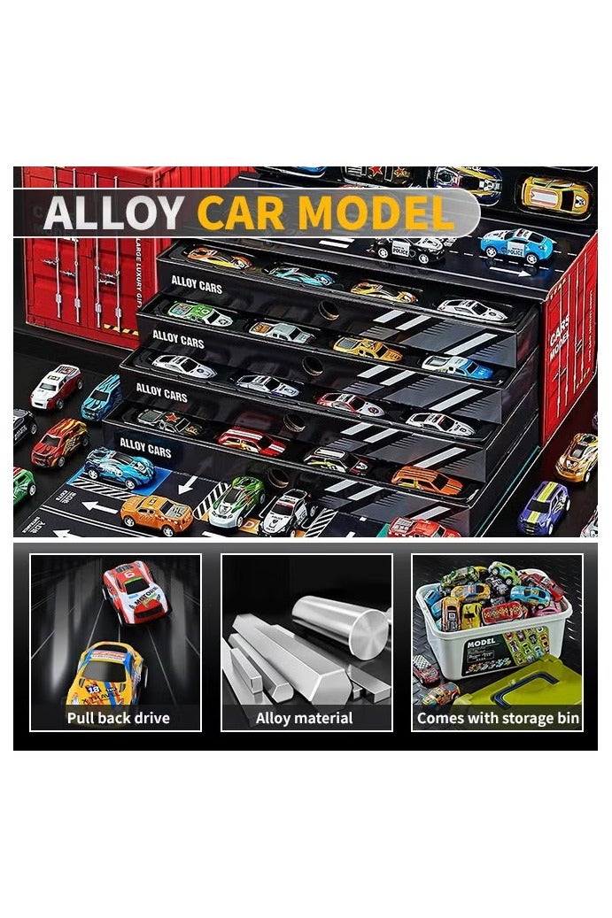 هالامين 30 قطعة سيارات أطفال قابلة للسحب بأشكال مختلفة، ألعاب سيارات تعمل بالاحتكاك للأولاد، مع صندوق تخزين، ألعاب أطفال صغيرة من مادة سبيكة، لتعزيز التنسيق بين اليد والعين لدى الأطفال - Image 4