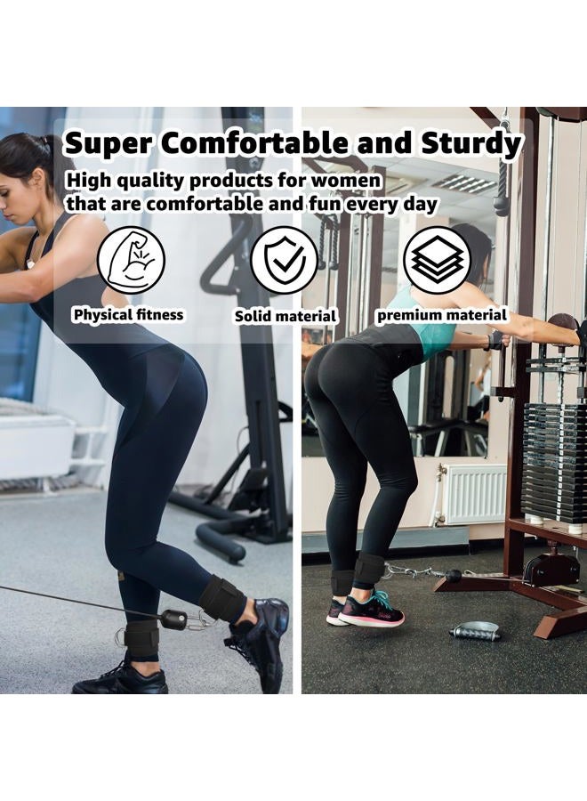 Anemeeoke Fitness Ankle Straps for Cable Machine, Kickbacks Glute Workouts, Lower Body Exercises, Adjustable Leg Straps with Neoprene Padding Men Women(Black) - Image 2