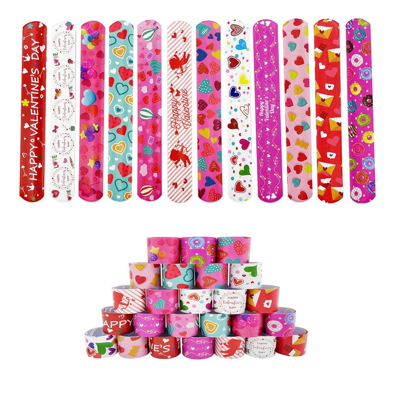 DimiGlobal Valentine Slap Bracelets for Kids Valentines Day Slap Bracelets Bulk for Boys and Girls Holiday Slap Bracelet Party Favors Supplies Classroom Prizes Exchanging Gifts 24 - Image 3