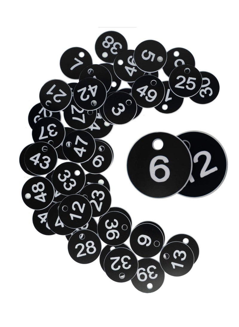 Y&D - Plastic ID Number Tags, Engraved Tags Key Without Rings for Locker Dorm Hotel Bar Restaurant Club Table Numbers (1-50, Black) - Image 1