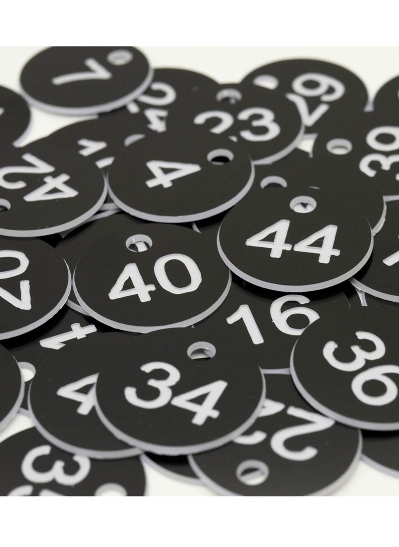 Y&D - Plastic ID Number Tags, Engraved Tags Key Without Rings for Locker Dorm Hotel Bar Restaurant Club Table Numbers (1-50, Black) - Image 1