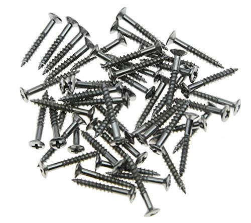 KAISH Pack of 50 Guitar Humbucker Pickup Ring Mounting Screws Pickup Frame Surround Screws for Les Paul SG Chrome - Image 1