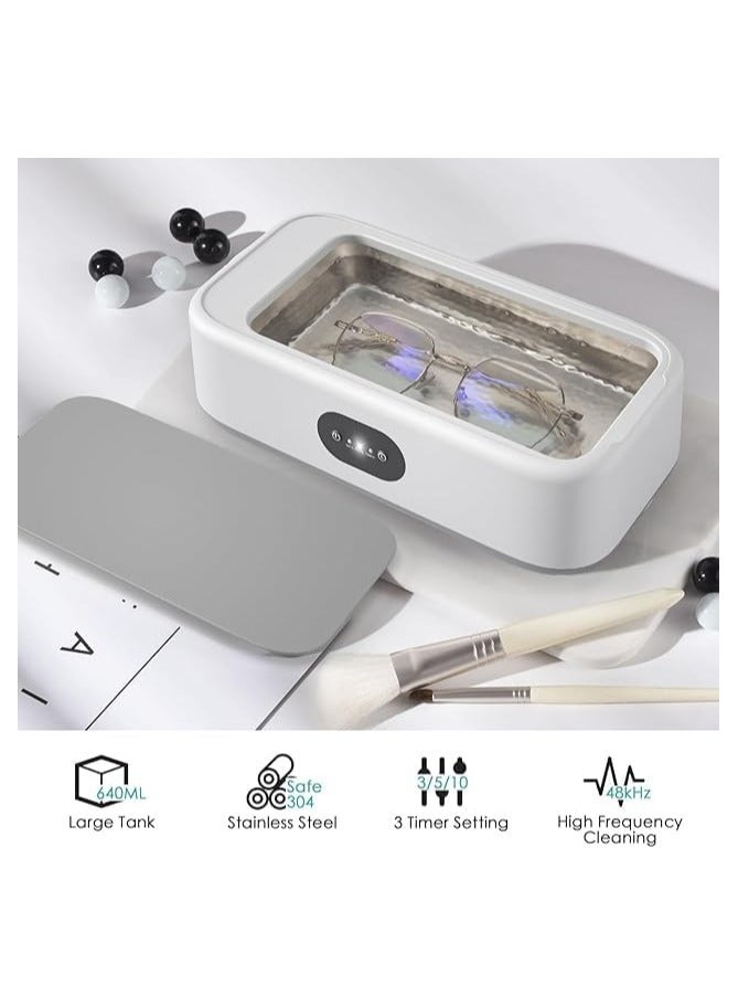 general Ultrasonic Jewellery Cleaner, 640ML Ultrasonic Cleaner with Stainless Steel Tank & 3 Setting Timer, Jewelry Cleaning Machine for Glasses Earrings Necklace Ring Watch  - Image 5