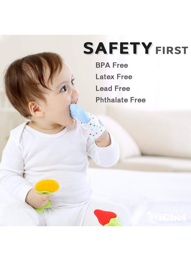 MICHEF Teething Mittens For Baby (2 Pack) With Baby Teething Toys (3 Pack) Self Soothing Pain Relief Mitt Silicone Baby Teethers Bpafree Natural Organic Freezer Safe For Infants And Toddlers  - Image 2
