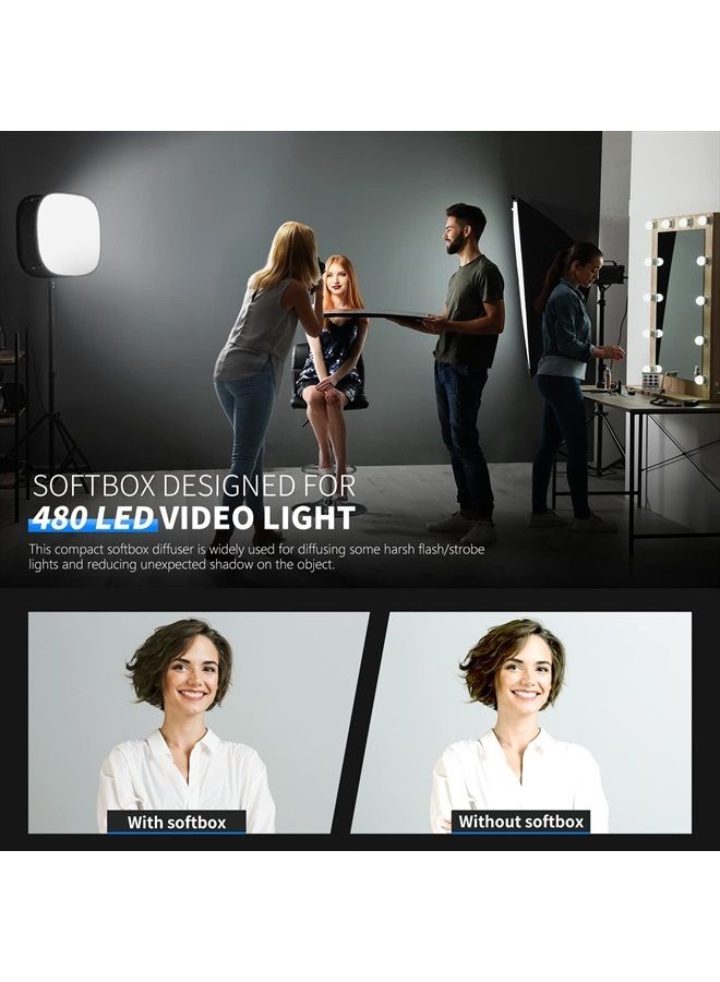 NEEWER LED Panel Light Softbox for 480 LED Light - Outer 16.3" x 6.5", Inner 9.1" x 8.7", Foldable Light Diffuser with Red Rim Strap Attachment and Bag for Photo Studio Portrait Video Shooting - Image 5
