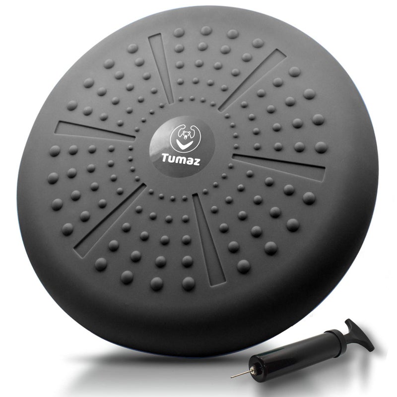 Tumaz Balance Board Cushion - Improves Focus for Kids, Relieves Back Pain, Builds Core Strength (Black, Extra Thick, Pump Included) - Image 4