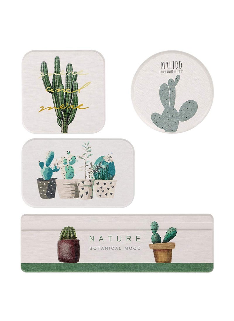 OwnMy OwnMy Set of 4 Water Absorbent Diatomite Drink Coasters Diatomaceous Earth Soap Holder Water Drying Soap Saver Dish Toothbrush Holder Set for Bathroom and Kitchen Cactus 